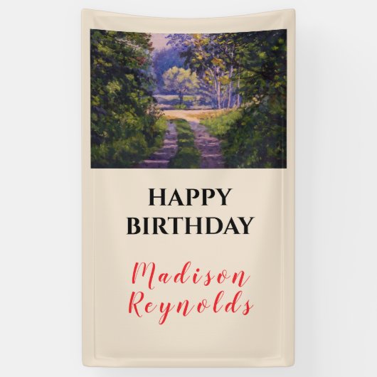 Kleurrijk Bos Licht Blauw Paarse Geel Groen Spandoek (Verticaal)