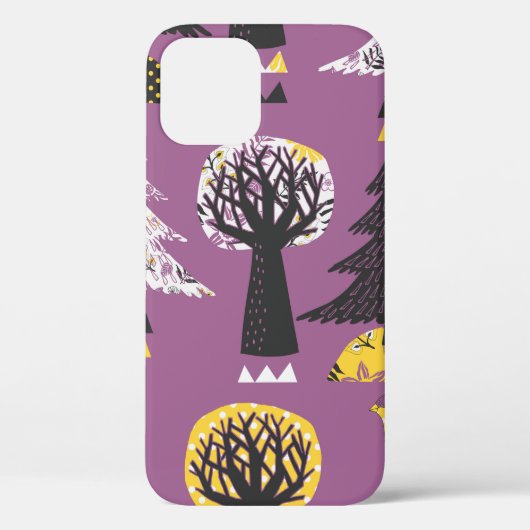 Kleurrijk bos met vogelnaadloze tegel Case-Mate iPhone case (Achterkant)