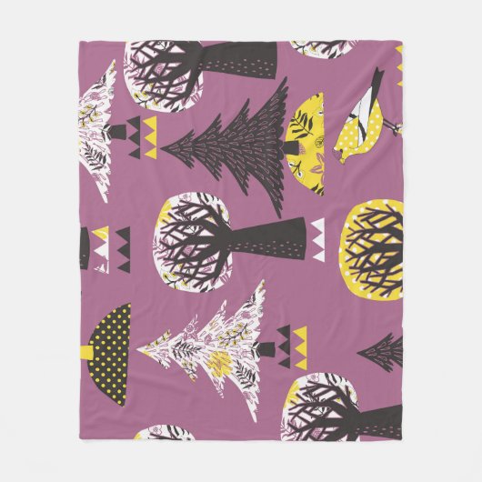 Kleurrijk bos met vogeltjes, naadloze tegel. fleece deken (Voorkant)