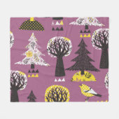 Kleurrijk bos met vogeltjes, naadloze tegel. fleece deken (Voorkant (Horizontaal))