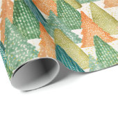 Kleurrijk bos van Evergreen met kerstbomen Cadeaupapier (Rol Hoek)