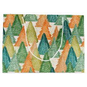 Kleurrijk bos van Evergreen met kerstbomen Groot Cadeauzakje (Achterkant)