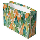 Kleurrijk bos van Evergreen met kerstbomen Groot Cadeauzakje (Achterkant Gekanteld)