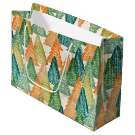 Kleurrijk bos van Evergreen met kerstbomen Groot Cadeauzakje