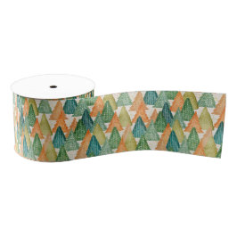 Kleurrijk bos van Evergreen met kerstbomen Grosgrain Lint