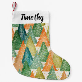 Kleurrijk bos van Evergreen met kerstbomen Kleine Kerstsok