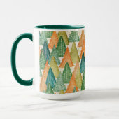 Kleurrijk bos van Evergreen met kerstbomen Mok (Links)