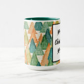 Kleurrijk bos van Evergreen met kerstbomen Mok (Midden)