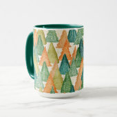 Kleurrijk bos van Evergreen met kerstbomen Mok (Voorkant links)