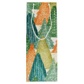 Kleurrijk bos van Evergreen met kerstbomen Wijn Cadeautas (Achterkant)