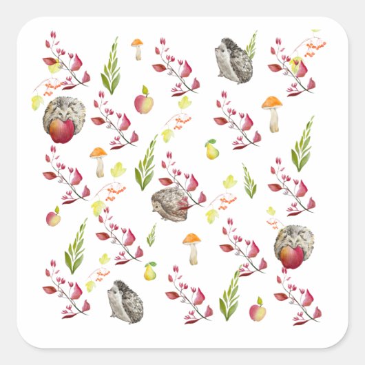 Kleurrijk boshuispatroon met bunnies Bag Vierkante Sticker (Voorkant)