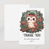 Kleurrijk bosuil Baby shower Bedankkaart (Voorkant / Achterkant)