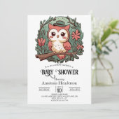 Kleurrijk bosuil Baby shower Kaart (Staand voorkant)