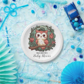 Kleurrijk bosuil Baby shower Papieren Bordje (Feest)