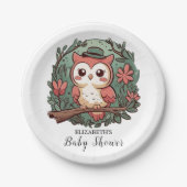 Kleurrijk bosuil Baby shower Papieren Bordje (Voorkant)