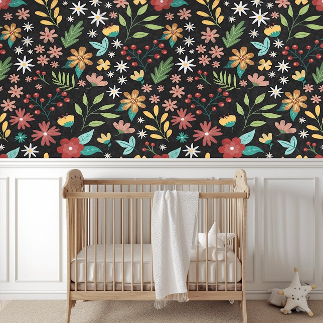  Kleurrijk Botanisch Bloemen Kunstpatroon Behang (Creator heeft geüpload)