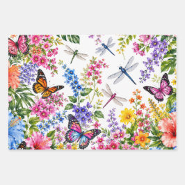 Kleurrijk botanisch bloemmotief inpakpapier vel