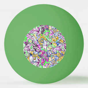Kleurrijk botanisch bloemmotief pingpongbal
