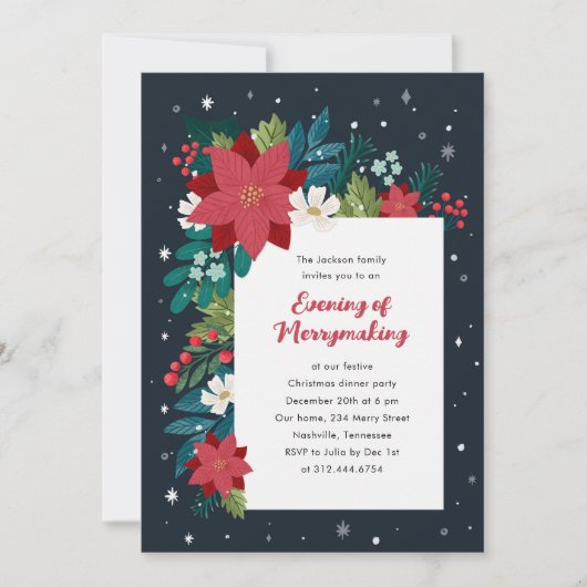 Kleurrijk Botanisch gebladerte Kerstfeest Kaart (Voorkant)