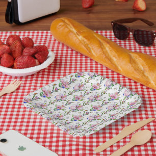 Kleurrijk Botanisch Patroon - Artistieke Flora Papieren Bordje