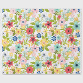 Kleurrijk botanisch patroon cadeaupapier (Vlak)