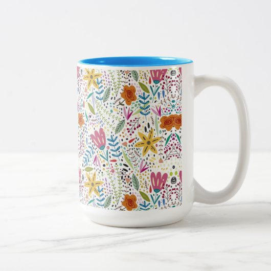 Kleurrijk Botanisch Tweekleurige Koffiemok (Rechts)