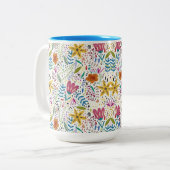 Kleurrijk Botanisch Tweekleurige Koffiemok (Voorkant links)