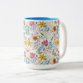 Kleurrijk Botanisch Tweekleurige Koffiemok (Voorkant rechts)