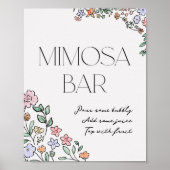 Kleurrijk Botanisch Vrijgezellenfeest Mimosa Teken Poster (Voorkant)