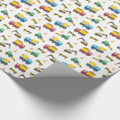 Kleurrijk Bouwmaterieel Patroon voor Jongens Cadeaupapier (Hoek)