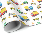 Kleurrijk Bouwmaterieel Patroon voor Jongens Cadeaupapier (Rol Hoek)