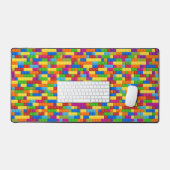 Kleurrijk bouwsteenpatroon bureaumat (Keyboard & Muis)