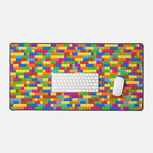 Kleurrijk bouwsteenpatroon bureaumat (Keyboard & Muis)