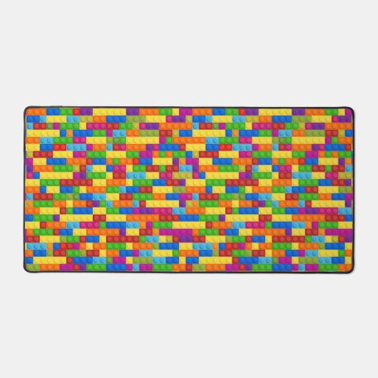 Kleurrijk bouwsteenpatroon bureaumat (Voorkant)