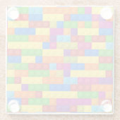 Kleurrijk bouwsteenpatroon glazen onderzetter (Achterkant)