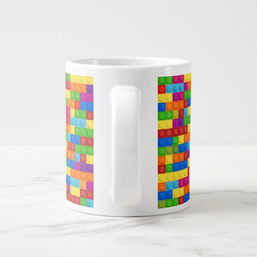 Kleurrijk bouwsteenpatroon grote koffiekop (Achterkant)