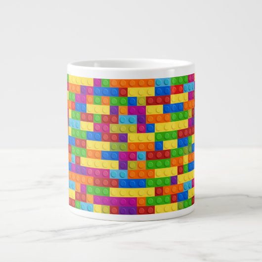 Kleurrijk bouwsteenpatroon grote koffiekop (Voorkant)
