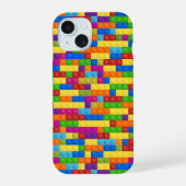 Kleurrijk bouwsteenpatroon iPhone 15 case (Achterkant)