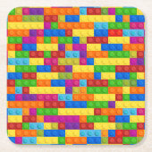 Kleurrijk bouwsteenpatroon kartonnen onderzetters (Voorkant)