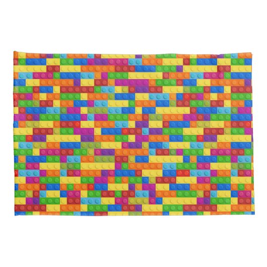 Kleurrijk bouwsteenpatroon kussensloop (Achterkant-Rechts)