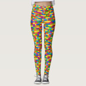 Kleurrijk bouwsteenpatroon leggings (Voorkant)
