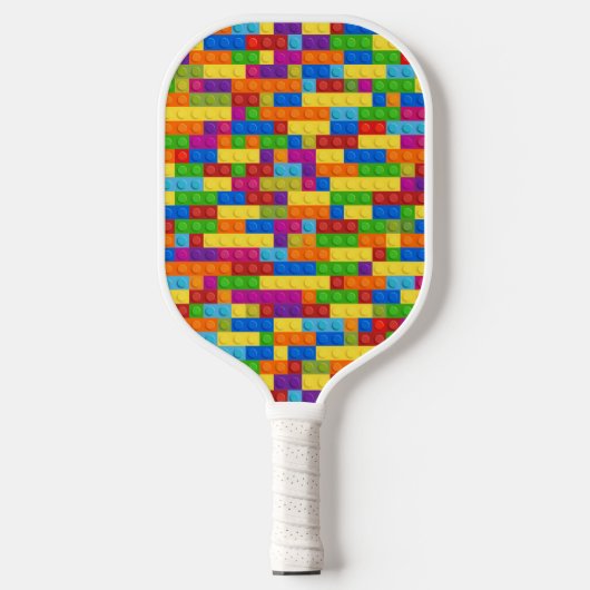 Kleurrijk bouwsteenpatroon pickleball paddle (Voorkant)