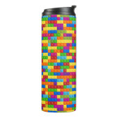 Kleurrijk bouwsteenpatroon thermosbeker (Gedraaid links)