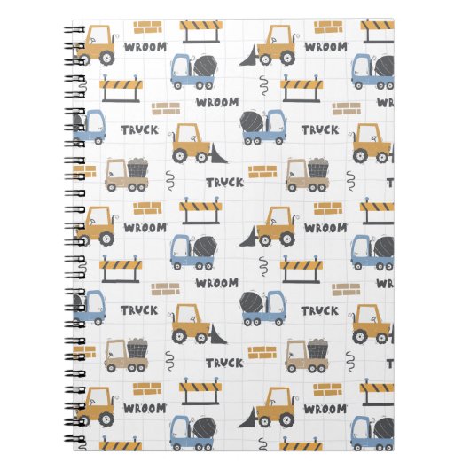 Kleurrijk Bouwvoertuigen Patroon Notitieboek (Voorkant)