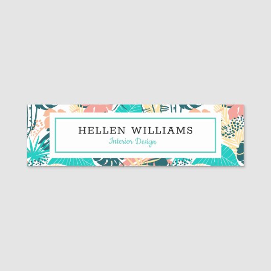 Kleurrijk bovenblad collage patroon naamplaatje (Voorkant)