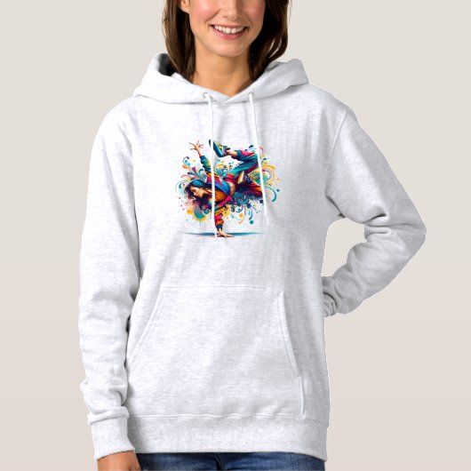 Kleurrijk Breakdance Meisje Kunst Hoodie (Voorkant)