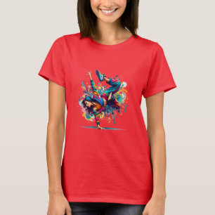 Kleurrijk Breakdance Meisje Kunst T-shirt