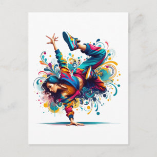 Kleurrijk Breakdance Meisje Stedelijk Ontwerp Briefkaart