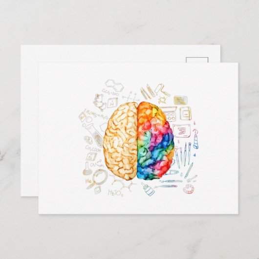 Kleurrijk brein - wetenschap en kunst - neuroweten briefkaart (Voorkant / Achterkant)