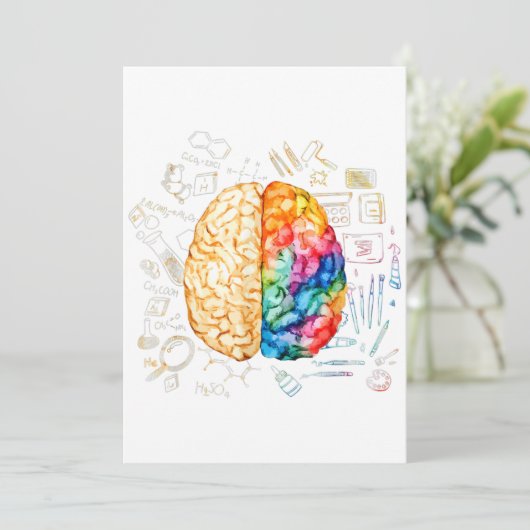 Kleurrijk brein - wetenschap en kunst - neuroweten kaart (Staand voorkant)